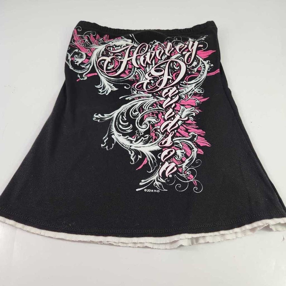 Vintage Harley-Davidson Womens Tube Top Black Graphic Lone Wolf Spokane WA L